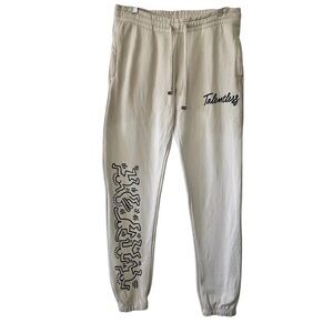 Talentless Men’s Beige Keith Haring Relaxed Fit Elastic Cuffs Sweatpants- 32x31